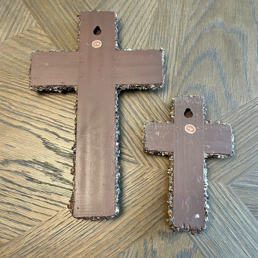 PEBBLE Rock Gravel set of 2 Handmade Crosses